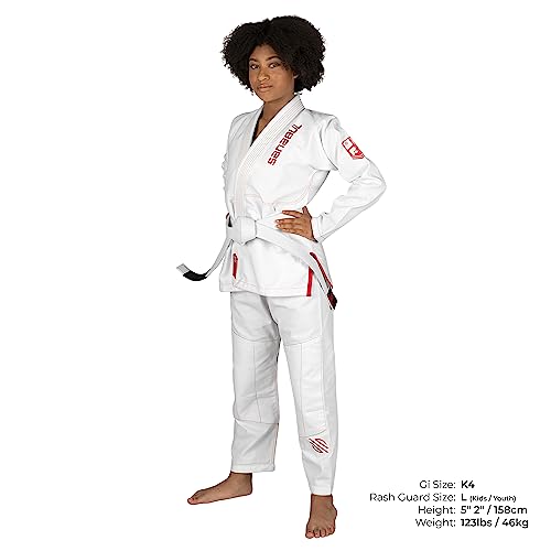 Sanabul Future Legends BJJ Gi for Kids Jiu Jitsu Gi Kimono for Children Youth Preshrunk Fabric & BJJ White Belt Included - White/Red, K0 - Image 2
