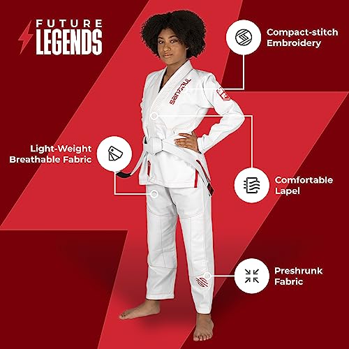 Sanabul Future Legends BJJ Gi for Kids Jiu Jitsu Gi Kimono for Children Youth Preshrunk Fabric & BJJ White Belt Included - White/Red, K0 - Image 4