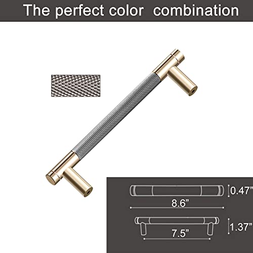 Westablize 24 Pack 7 1/2 Inch 192mm Bar Cabinet Pulls Gold and Grey Knurled Handles for Brushed Gold Drawer Pulls Cupboard Aluminum Handles - Image 4