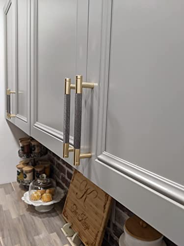 Westablize 24 Pack 7 1/2 Inch 192mm Bar Cabinet Pulls Gold and Grey Knurled Handles for Brushed Gold Drawer Pulls Cupboard Aluminum Handles - Image 3