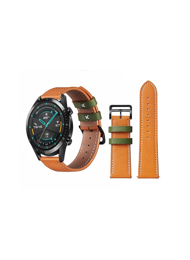 Alyashmac Stylish Leather Replacement Band For Huawei Watch GT/GT2 Orange