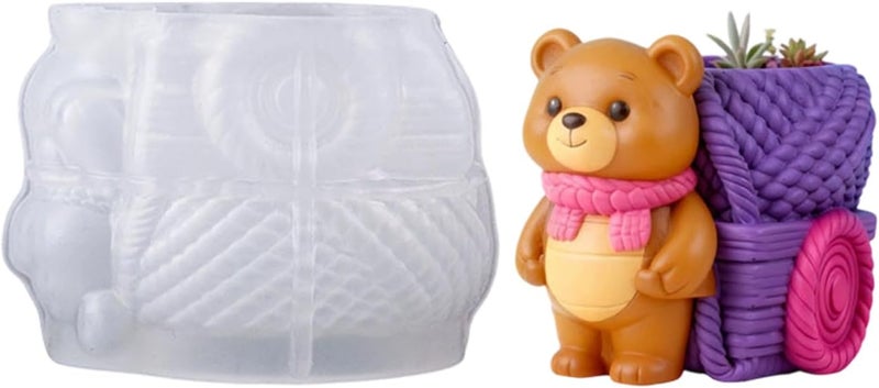 Silicone Craft Mold with Smooth Surfaces Planter for Creating Decorative Bear Planter Resin Cement Projects Creative Silicone Craft - Image 1