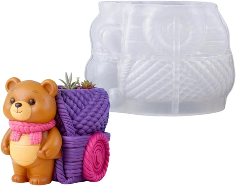 Silicone Craft Mold with Smooth Surfaces Planter for Creating Decorative Bear Planter Resin Cement Projects Creative Silicone Craft - Image 4