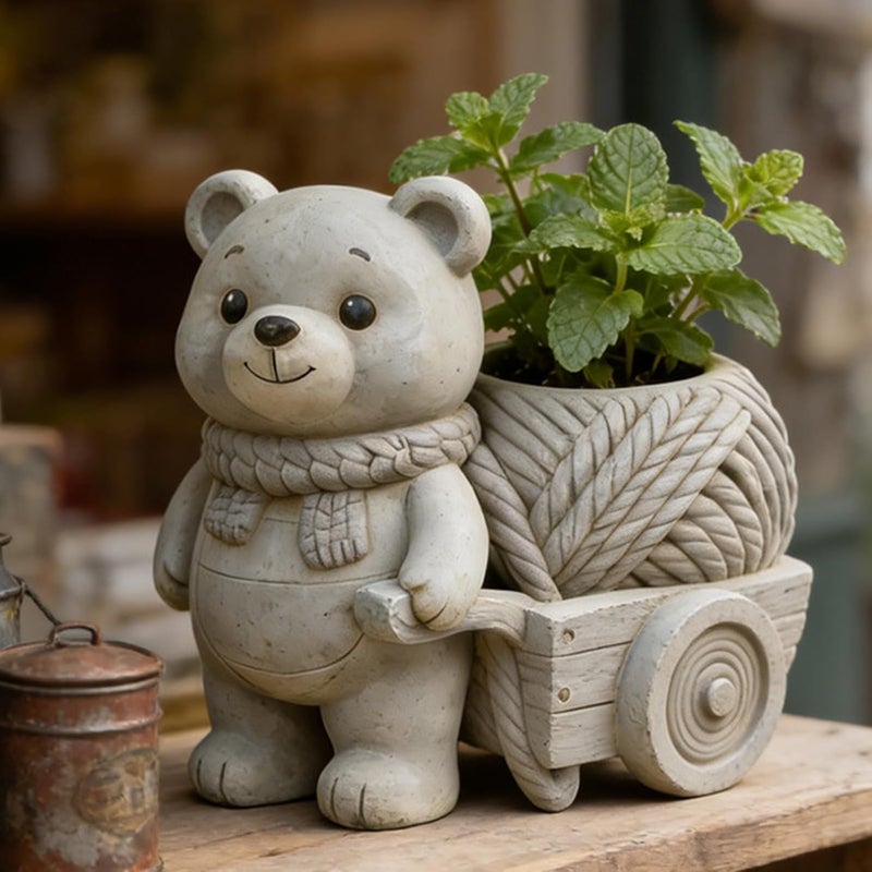 Silicone Craft Mold with Smooth Surfaces Planter for Creating Decorative Bear Planter Resin Cement Projects Creative Silicone Craft - Image 3