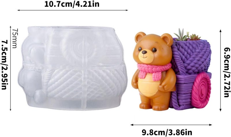 Silicone Craft Mold with Smooth Surfaces Planter for Creating Decorative Bear Planter Resin Cement Projects Creative Silicone Craft - Image 5