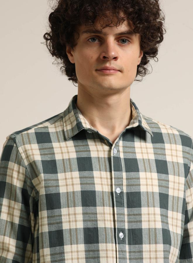 بوشيرت قميص مطبع بنمط مربعات وياقة سبريد - Image 4