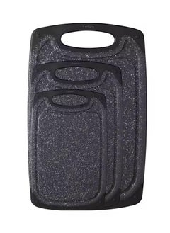 Exotic Kitchen Cutting Boards, Set of 3 Plastic Cutting Boards with Non-Slip Feet, Juice Slot, Easy Grip Handle, BPA Free, Non-Porous, Dishwasher Safe, Assorted Sizes (Black)  - Image 1
