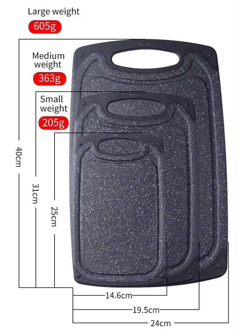 Kitchen Cutting Boards, Set of 3 Plastic Cutting Boards with Non-Slip Feet, Juice Slot, Easy Grip Handle, BPA Free, Non-Porous, Dishwasher Safe, Assorted Sizes (Black) - pzsku/Z562724D347BBBEDC7DEFZ/45/_/1723811812/a16f83e6-ba81-47ff-a228-a99f9a5190c5