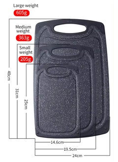 Exotic Kitchen Cutting Boards, Set of 3 Plastic Cutting Boards with Non-Slip Feet, Juice Slot, Easy Grip Handle, BPA Free, Non-Porous, Dishwasher Safe, Assorted Sizes (Black)  - Image 3