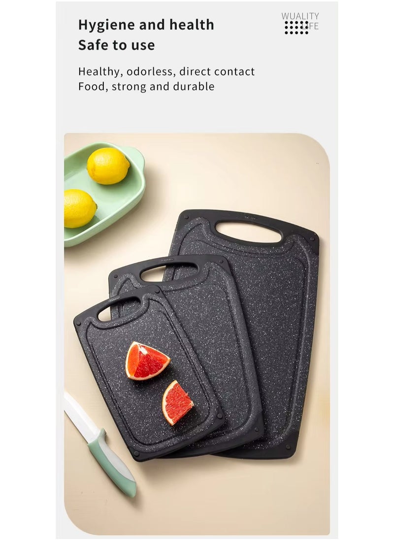 Kitchen Cutting Boards, Set of 3 Plastic Cutting Boards with Non-Slip Feet, Juice Slot, Easy Grip Handle, BPA Free, Non-Porous, Dishwasher Safe, Assorted Sizes (Black) - pzsku/Z562724D347BBBEDC7DEFZ/45/_/1723811932/4b765f13-72c0-4c7b-801d-e67b565783f5