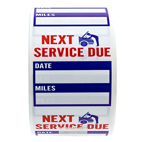 SBlabels Oil Change Service Reminder Stickers / 500 Red Clear Blue Next Service Due Removable Labels / 2" x 2" Square Automotive Window Sticker/Made in The USA - Image 3