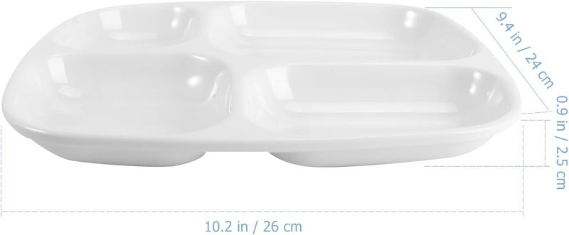 DOITOOL Ceramic Divided Plates for Adults 4 Compartment Foodplate Food Separators Salad Plates Fast Food Snack Dinner Tray for Portion Control - Image 3