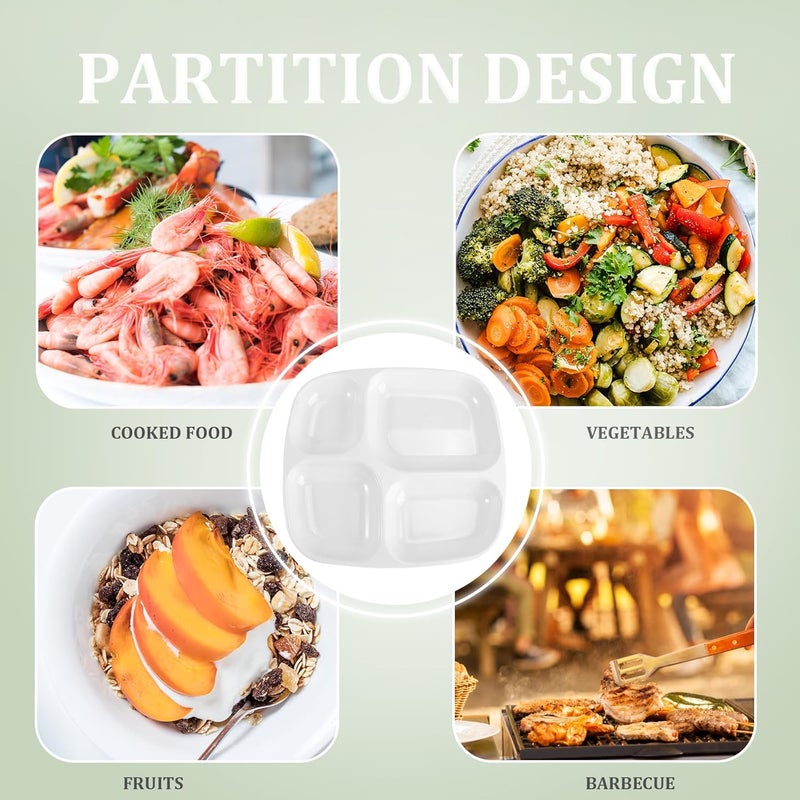 DOITOOL Ceramic Divided Plates for Adults 4 Compartment Foodplate Food Separators Salad Plates Fast Food Snack Dinner Tray for Portion Control - Image 4
