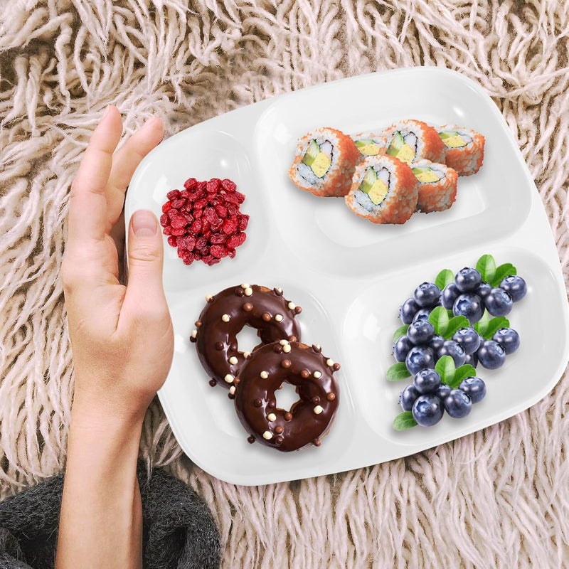 DOITOOL Ceramic Divided Plates for Adults 4 Compartment Foodplate Food Separators Salad Plates Fast Food Snack Dinner Tray for Portion Control - Image 2