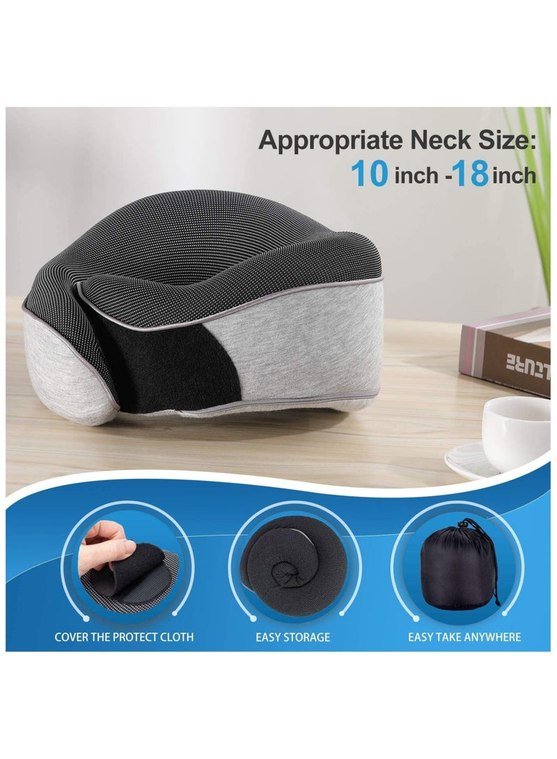 TOMSHOO Travel Neck Pillow 100% Pure Memory Foam Neck Pillow,Pillows for Sleeping,Car and Airplane Travel Essentials,Travel Kit with Luxury Mesh Bag (Grey) - Image 4