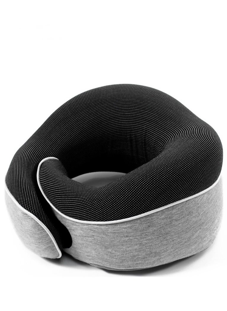 TOMSHOO Travel Neck Pillow 100% Pure Memory Foam Neck Pillow,Pillows for Sleeping,Car and Airplane Travel Essentials,Travel Kit with Luxury Mesh Bag (Grey) - Image 3