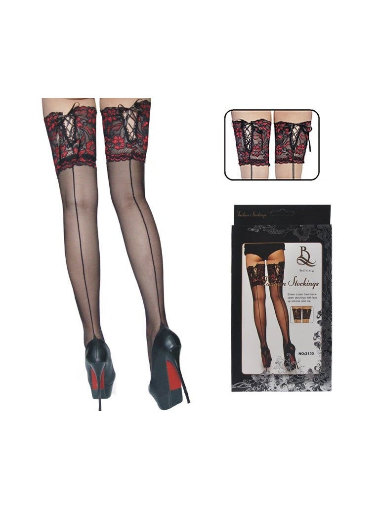 Hollow out Lace Stockings Black  - Image 1