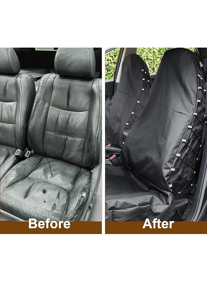Tirol Waterproof Front Seat Covers High Back Front Seat Cover Universal Black Seat Protectors With Multi-Pockets Organizer For Storage (Pack Of 2) - Image 2