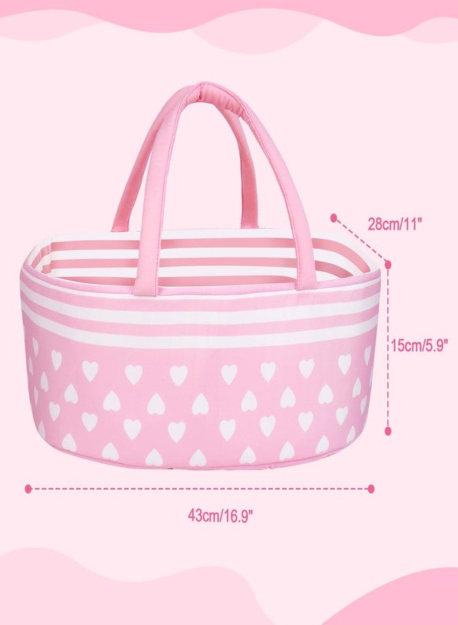 Aori Reborn Baby Dolls Bassinet Foldable Baby Doll Carrier Bed Soft Doll Carrier Doll Accessories with Handle for 17-22 inch Baby Dolls Girls (Pink) - Image 4