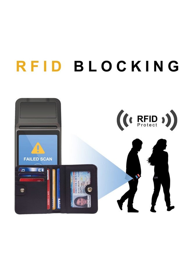 Gostwo محفظة جلدية صغيرة مدمجة للسيدات مع حماية من RFID، محفظة ميني للسيدات مع نافذة للهوية (أسود) - Image 3