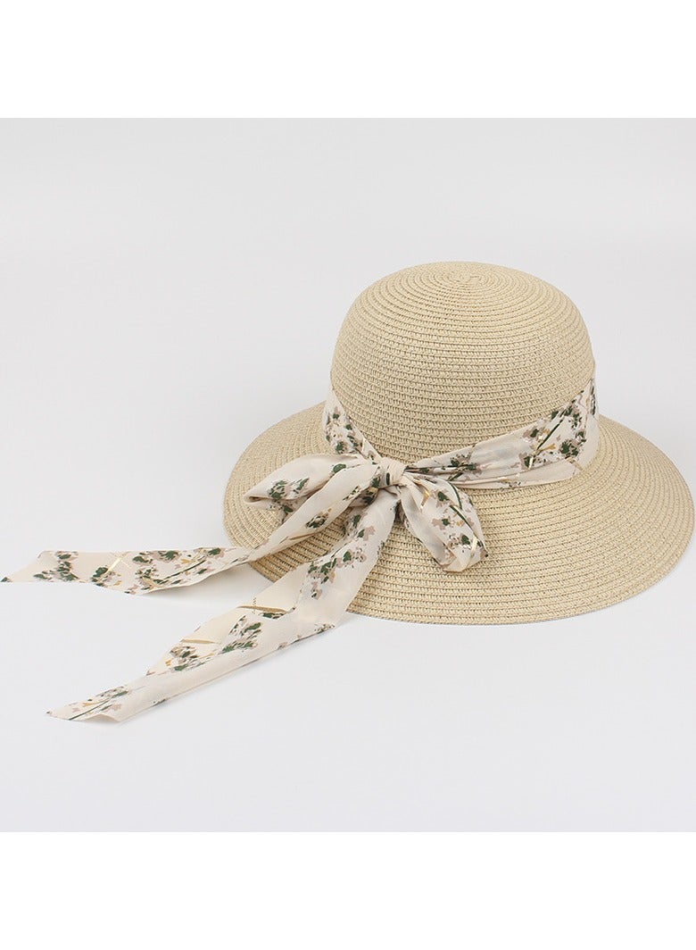 KUYING New Fashion Ribbon Bow Straw Hat 