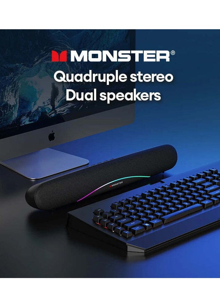 Monster - G08 Bluetooth Speaker  Low latency Smart Compatible Bluetooth 5.3 LED Lights Black - Image 1