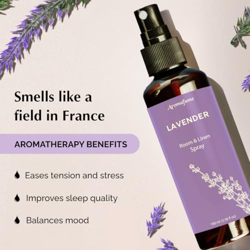 Aromafume Lavender Room, Linen & Pillow Spray by Aromafume | 100ml/3.38 fl oz | with Pure Lavender Essential Oil | Aromatherapy Spray for Relaxation, Sleep & Stress Relief | Mist for Bedding, Fabrics - Image 5