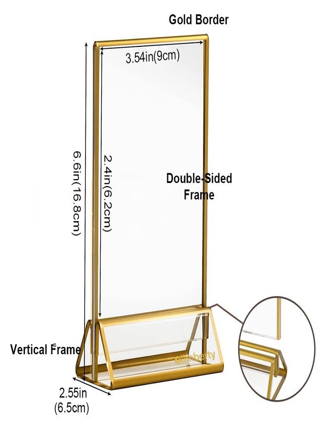 Climberty 6 Pcs A6 Acrylic Gold Signage Holders,4 X 6 Inch Clear Picture Frames With Gold Borders And Vertical Stand,Double Sided Table Menu Display Stand For Restaurant Signs,Wedding Table And Photos - Image 2
