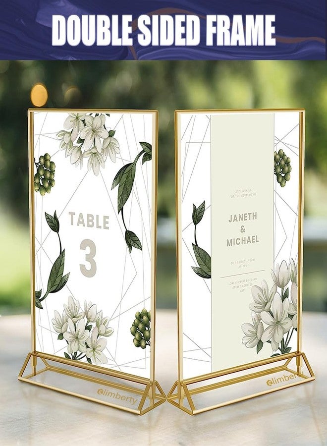 Climberty 6 Pcs A6 Acrylic Gold Signage Holders,4 X 6 Inch Clear Picture Frames With Gold Borders And Vertical Stand,Double Sided Table Menu Display Stand For Restaurant Signs,Wedding Table And Photos - Image 5