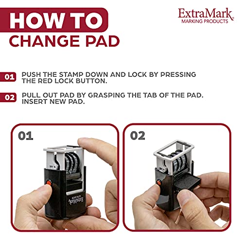 ExtraMark Super Dater Ink Stamp - Self-Inking Rubber Date Stamper - for Documents, Library Books & More - Red Ink - Image 3