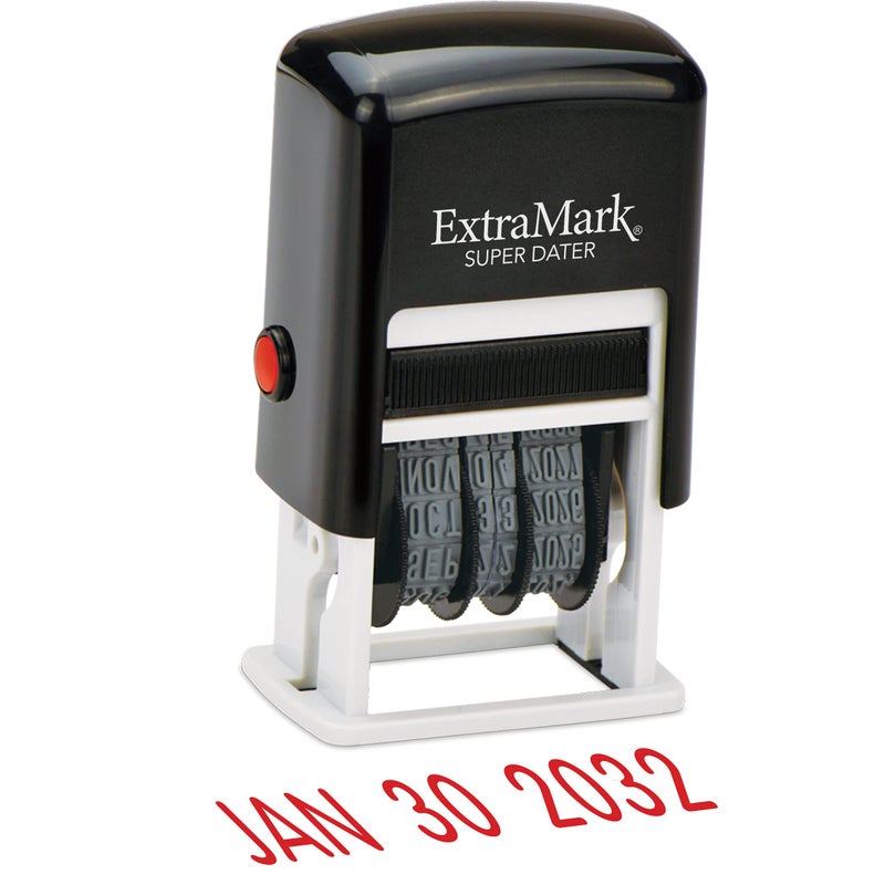 ExtraMark Super Dater Ink Stamp - Self-Inking Rubber Date Stamper - for Documents, Library Books & More - Red Ink - Image 5