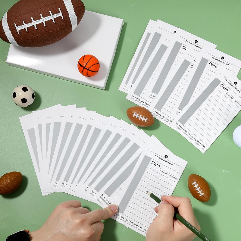 Justforjoyful 200 Packs 10 Line Sports Strip Cards Super Football Bowl Pool Cards No-Repeat Football Strip Cards Scratch off Betting Cards Football Scratch Cards for Soccer Baseball Volleyball Football Party Favors - Image 4