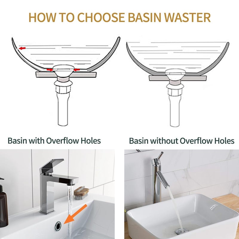 Excefore Pop Up Basin Plug - Solid Brass Click Clack Sink Waste Drainer - Image 4