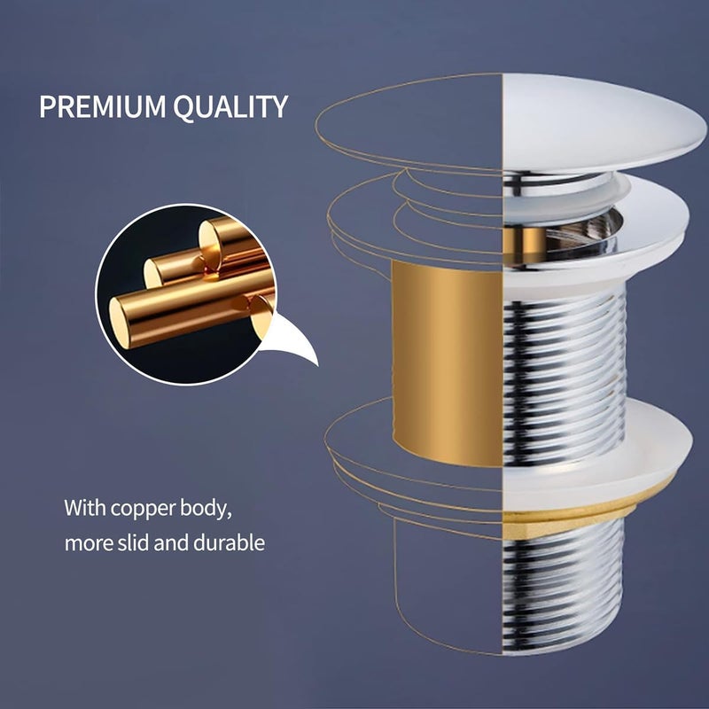 Excefore Pop Up Basin Plug - Solid Brass Click Clack Sink Waste Drainer - Image 2