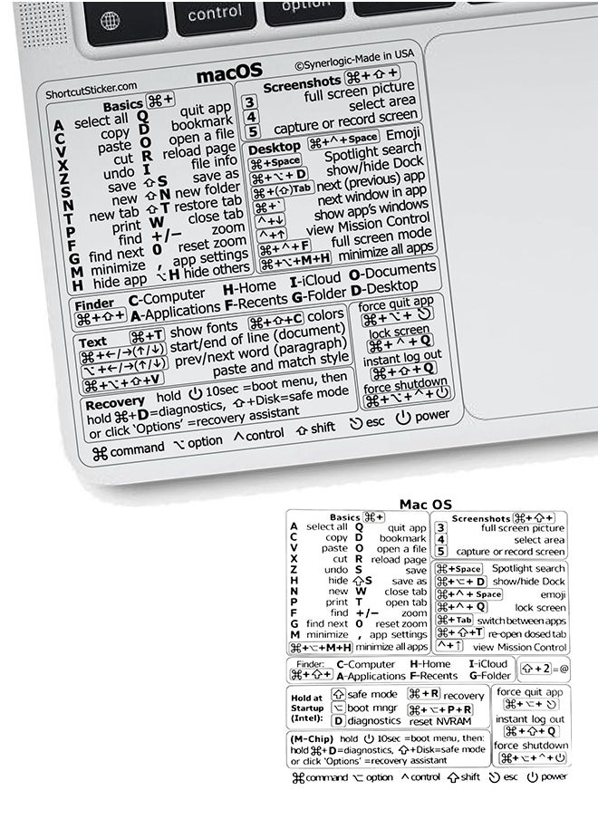 null - Mac OS Shortcuts Sticker | Keyboard Stickers for macOS | No-Residue Laminated Vinyl MacBook Cheatsheet for Laptop | MacBook Shortcuts 2025 (Clear) - Image 1