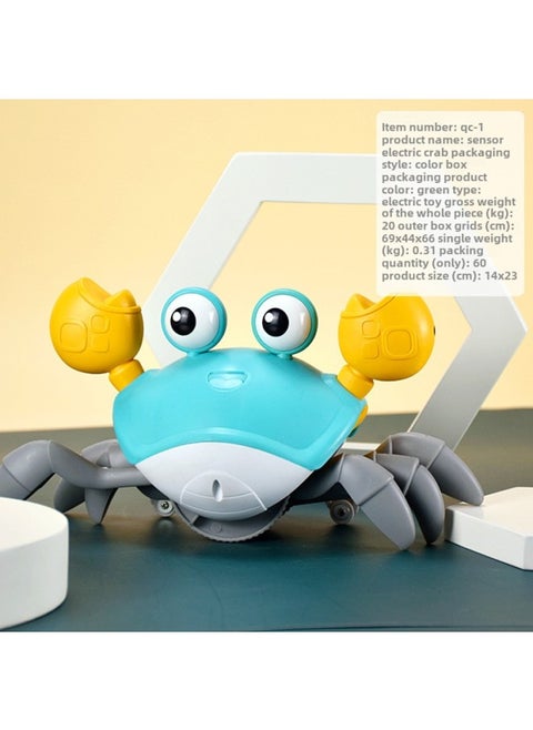 Hot Sale Electric Induction Crab Rechargeable Light Music Induction Obstacle Avoidance Crab Children Toddler Toy-Color: Qc-1y Green, Minimum Batch Of 30 Boxes