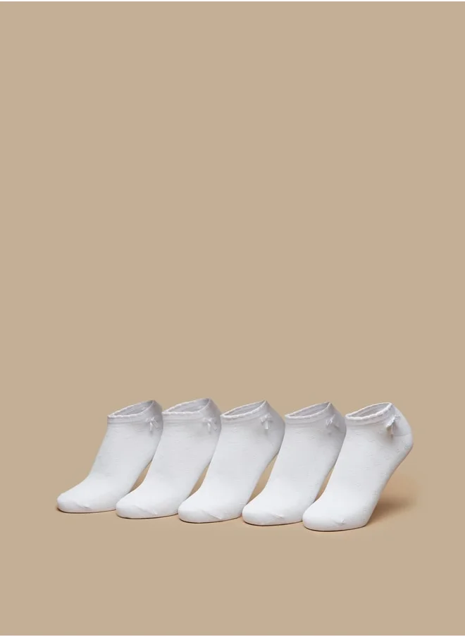 ل ب ل Solid Ankle Length Socks with Bow Detail - Set of 5