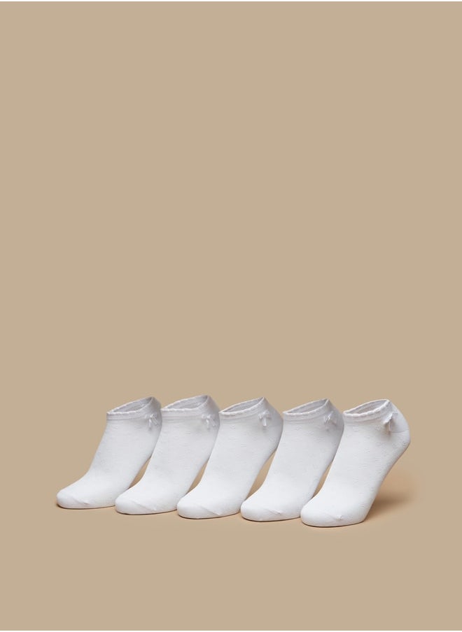 LBL - Solid Ankle Length Socks with Bow Detail - Set of 5 - Image 1