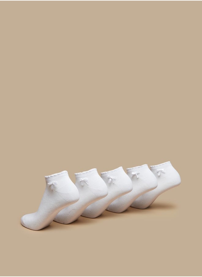 LBL - Solid Ankle Length Socks with Bow Detail - Set of 5 - Image 1