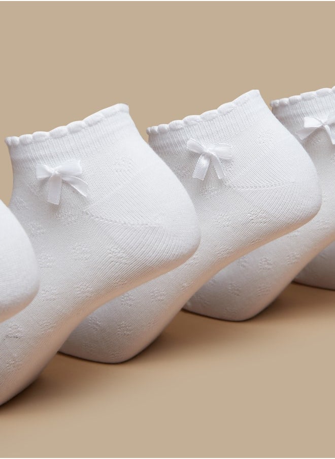 LBL - Solid Ankle Length Socks with Bow Detail - Set of 5 - Image 1