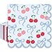 JarThenaAMCS 50Pcs Blue Bow Cherry Napkins Cherries Bows Disposable Paper Napkin Coquette Scalloped Edge Luncheon Dinner Napkins for Wedding Birthday Party Table Supplies - Image 1