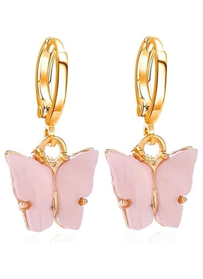 Julia Store - Charm Butterfly Hoop Earrings, 14K Gold Small Butterfly Dangle Earrings,Crystal Butterfly Drop Earring for Women Girls By Julia Store - Image 1
