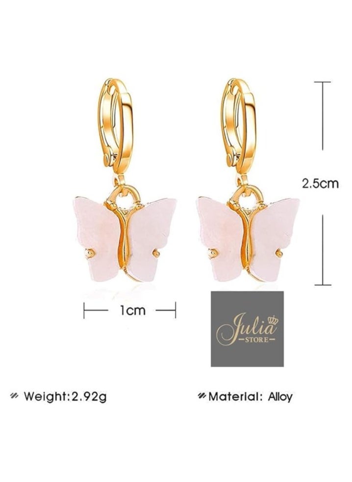 Julia Store - Charm Butterfly Hoop Earrings, 14K Gold Small Butterfly Dangle Earrings,Crystal Butterfly Drop Earring for Women Girls By Julia Store - Image 1