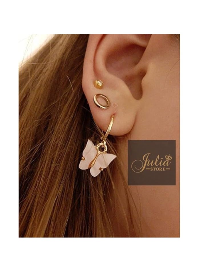 Julia Store - Charm Butterfly Hoop Earrings, 14K Gold Small Butterfly Dangle Earrings,Crystal Butterfly Drop Earring for Women Girls By Julia Store - Image 1