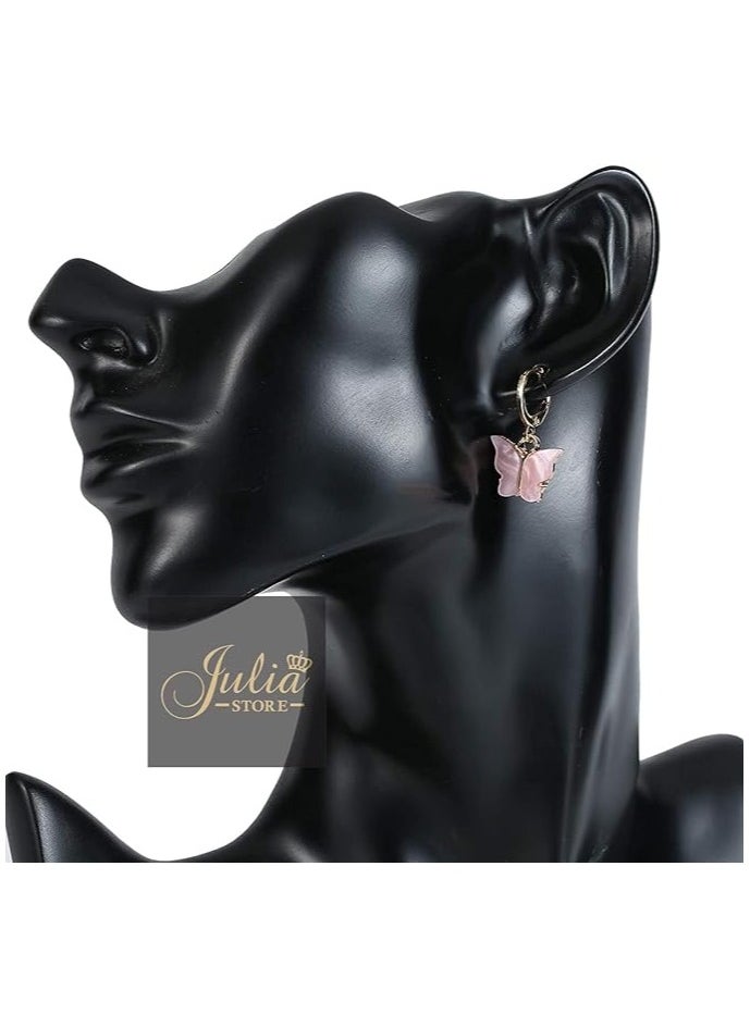 Julia Store - Charm Butterfly Hoop Earrings, 14K Gold Small Butterfly Dangle Earrings,Crystal Butterfly Drop Earring for Women Girls By Julia Store - Image 1