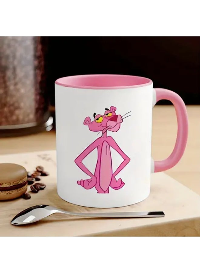 RYN كوب بانثر وردي عتيق 1 قطعة - كوب كرتوني رجعي بتصميم متحرك كلاسيكي، سعة 11 أونصة للقهوة والشاي للاستخدام في المنزل أو المكتب أو كهدية - قطعة تذكارية عتيقة للبالغين ومحبي الرسوم المتحركة القديمة - مصنوع من السيراميك المتين، أدوات شرب منزلية - Image 1