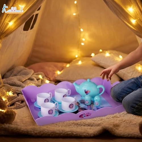 Kriiddaank Frozen Tea Party Set - Elsa & Anna Pretend Play Kitchen Toys for Kids, 12 Pcs Battery-Operated Tea Kettle with Boiling Sound & Music, Interactive Birthday Gift for Girls & Boys Ages 3+ - Image 2
