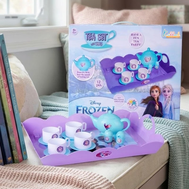 Kriiddaank Frozen Tea Party Set - Elsa & Anna Pretend Play Kitchen Toys for Kids, 12 Pcs Battery-Operated Tea Kettle with Boiling Sound & Music, Interactive Birthday Gift for Girls & Boys Ages 3+ - Image 5