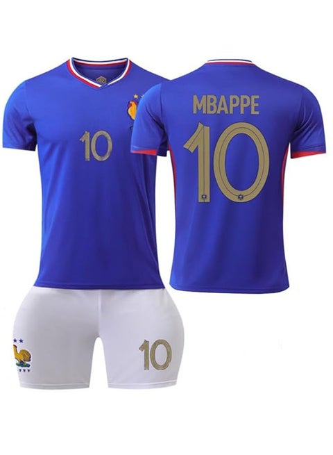 2024 قميص منتخب فرنسا لكرة القدم مبابي #10 طقم هدية للأطفال والكبار، هدية للأصدقاء المشجعين