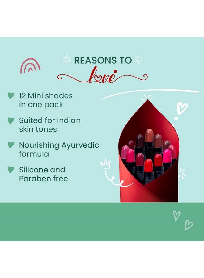 PINNER Lipstick Set, 12 Shades of Red, Burgundy, and Pink - Image 5